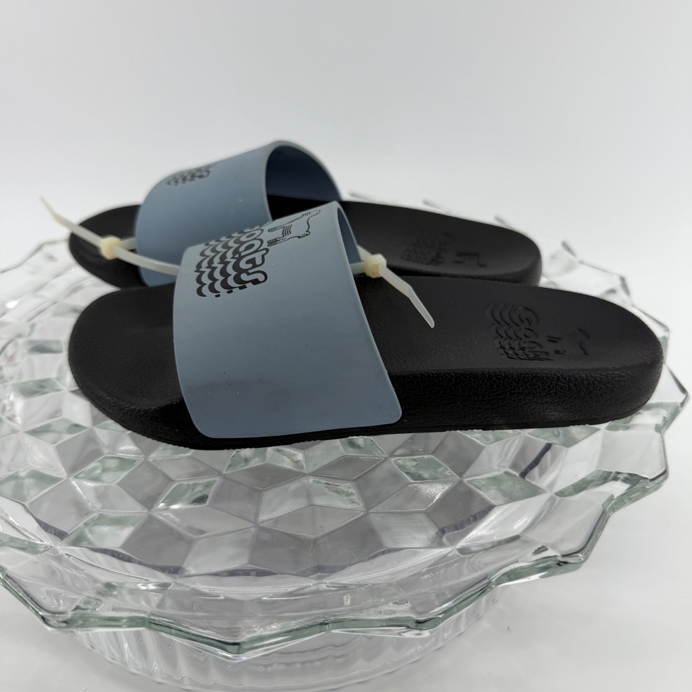 Goats Pool Slide K Blue Black Graphic Logo Youth Kids Sandals Size 1 US 33 EU